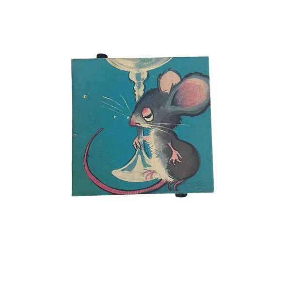 Vintage Illustrated Matchbox with‎ Pull-Out Drawers Pickled Mouse Art 4” Square - Picture 2 of 6